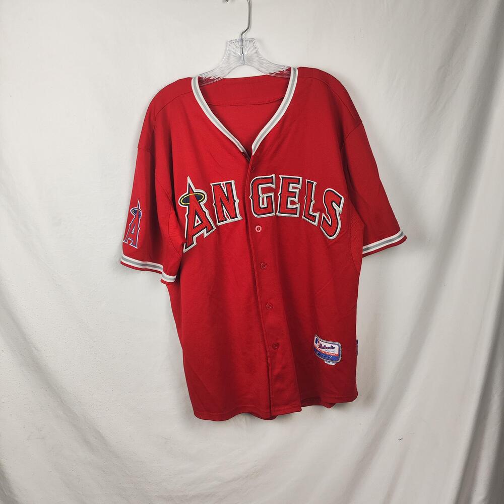 Los Angeles Angels Jersey Mens 54 Red MLB Baseball Majestic Cool Base Button